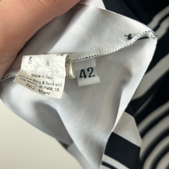 Chiara Boni La Petite Robe Black White Striped Cocktail Dress - Picture 6 of 7